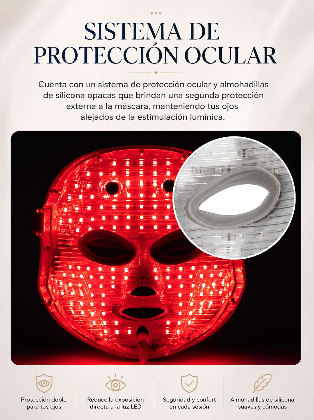 Máscara LED Facial de Luz Roja
